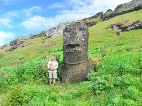 Statues of the gods of Easter Island. Ancient statues of ancient civilization on Easter Island.