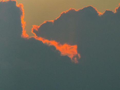 Sunset on Easter Island. The colors of sunset in the ocean.