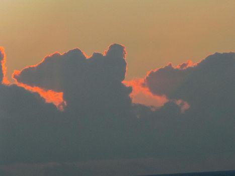 Sunset on Easter Island. The colors of sunset in the ocean.