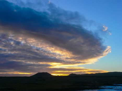 Sunset on Easter Island. The colors of sunset in the ocean.