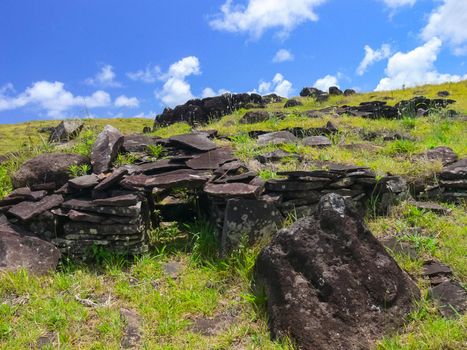 Tachyllite tuff stones, the material from which the statues of Easter Island were made.