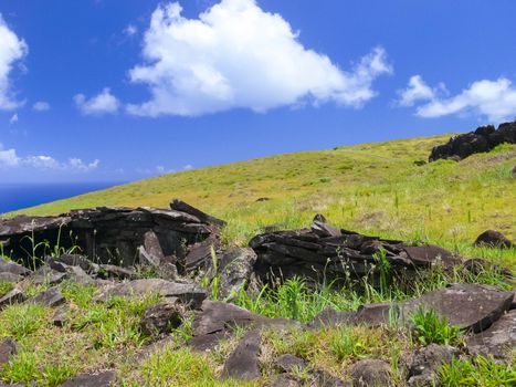 Tachyllite tuff stones, the material from which the statues of Easter Island were made.