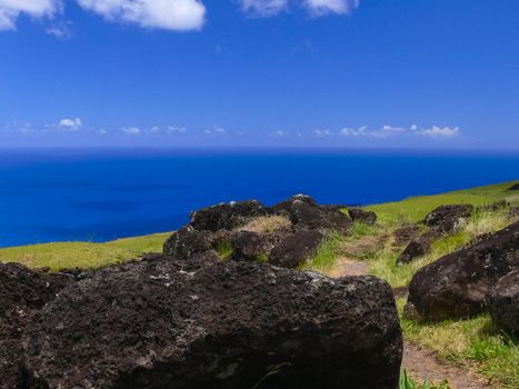 Tachyllite tuff stones, the material from which the statues of Easter Island were made.