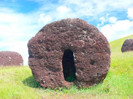 Tachyllite tuff stones, the material from which the statues of Easter Island were made.