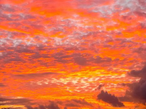 Easter Island. beautiful red sunset with clouds.