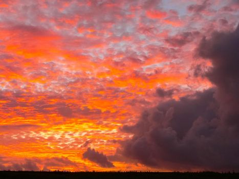 Easter Island. beautiful red sunset with clouds.
