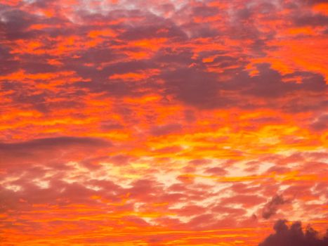 Easter Island. beautiful red sunset with clouds.