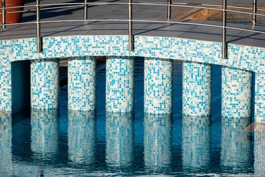 Closeup shot of a pool bridge