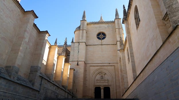 Closeup of back of the Segovia Cathedral, Spain