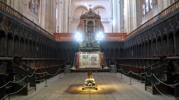 Segovia, Spain - 22 - September - 2020: Beautiful interior view of Gothic Segovia Cathedral