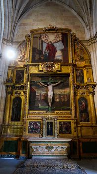 Segovia, Spain - 22 - September - 2020: Beautiful interior view of Segovia Cathedral