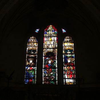 Toledo, Spain - 24 - september - 2020: Stained glass inside the Cathedral of Toledo in Spain