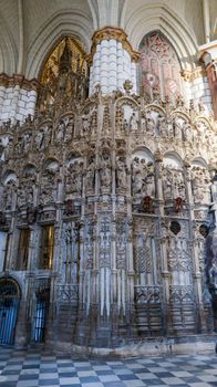 Toledo, Spain - 24 - september - 2020: Interior of Toledo cathedral in historic medieval city of Toledo, Spain