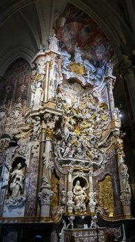 Toledo, Spain - 24 - september - 2020: Interior of Toledo cathedral in historic medieval city of Toledo, Spain