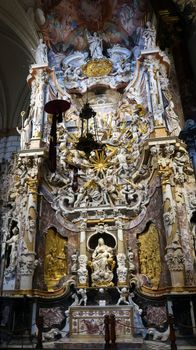 Toledo, Spain - 24 - september - 2020: Interior of Toledo cathedral in historic medieval city of Toledo, Spain