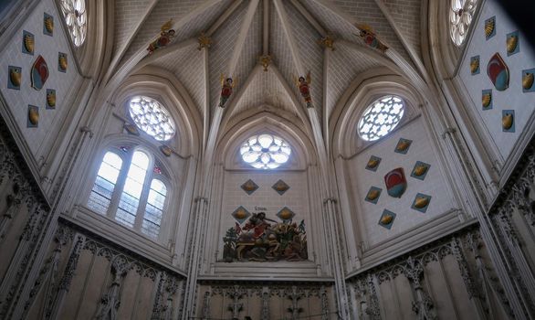 Toledo, Spain - 24 - september - 2020: Interior of Toledo cathedral in historic medieval city of Toledo, Spain