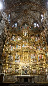 Toledo, Spain - 24 - september - 2020: Interior of Toledo cathedral in historic medieval city of Toledo, Spain