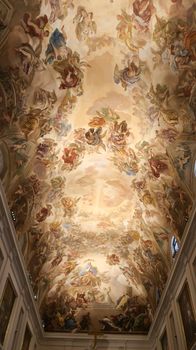 Toledo, Spain - 24 - september - 2020: Interior design of ceiling of Toledo cathedral in historic medieval city