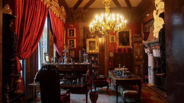 Madrid, Spain - 19 - september - 2020: Interior view of Cerralbo Museum located in the Cerralbo Palace, houses an old private collection of works of art