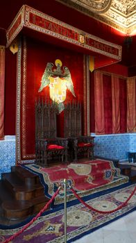 Segovia/Spain - 22-Sept-2020: Throne room at the Alcazar of Segovia. Castle of Segovia