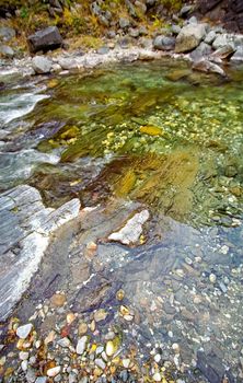 Mountain river. Stones and water of a mountain river. The mountains are said.