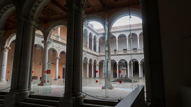 Toledo/Spain - 24-September-2020: Interior garden in the Toledo Alcazar Museum