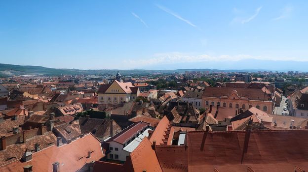 Panoramic view of Sibiu. City landscape during a sunny day with clear sky