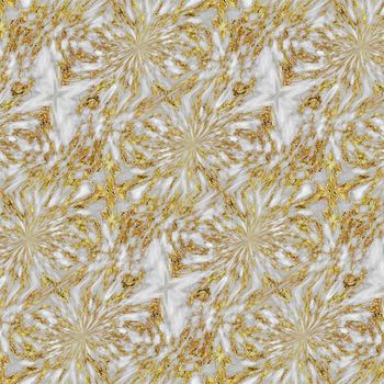 Amazing abstract marble background with flowers texture. Seamless pattern. Golden and white colours. Design for decor, prints, textile, furniture, cloth, digital.