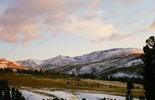 Altai landscape mountains and clouds. Nature is altai.