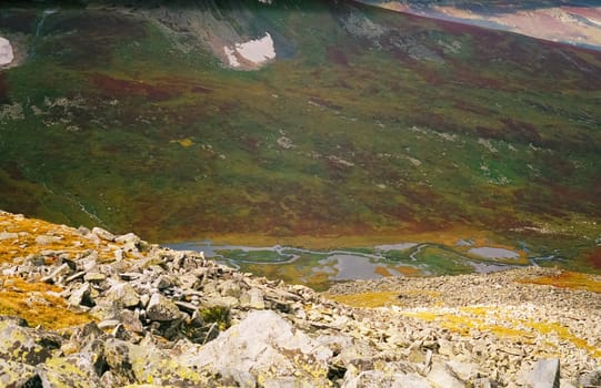 Nature is altai in spring. Melted snow in the mountains.