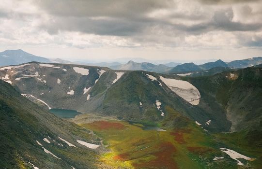 Nature is altai in spring. Melted snow in the mountains.