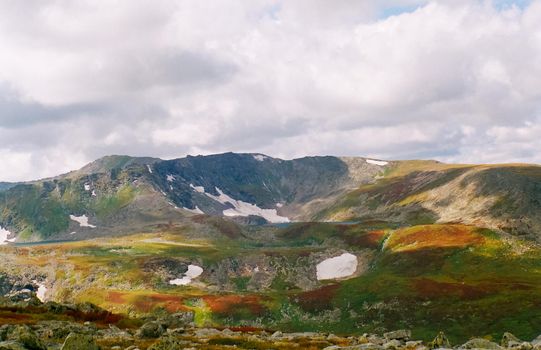 Nature is altai in spring. Melted snow in the mountains.