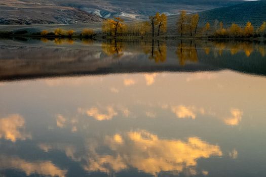 Mountain lake among the mountains on altai. The water surface of the lake.