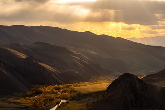 Sunset in the Altai Mountains. Nature's Altai Landscape of Nature