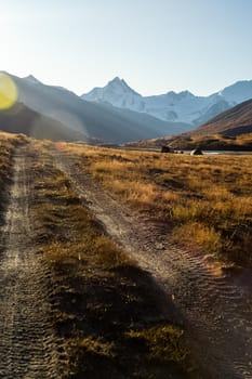 Sunset in the Altai Mountains. Nature's Altai Landscape of Nature