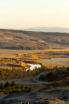 The altai mountains. The landscape of nature on the Altai mountains and in the gorges between the mountains.