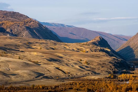 The altai mountains. The landscape of nature on the Altai mountains and in the gorges between the mountains.