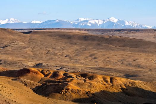 The altai mountains. The landscape of nature on the Altai mountains and in the gorges between the mountains.