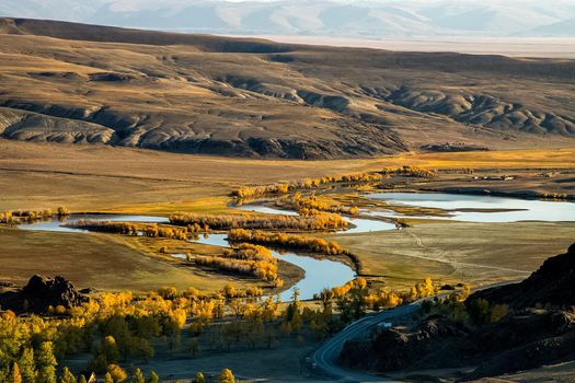 The altai mountains. The landscape of nature on the Altai mountains and in the gorges between the mountains.