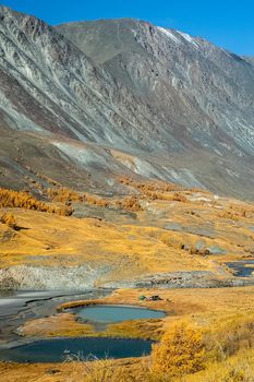 The altai mountains. The landscape of nature on the Altai mountains and in the gorges between the mountains.