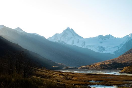 The altai mountains. The landscape of nature on the Altai mountains and in the gorges between the mountains.