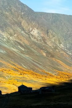 The altai mountains. The landscape of nature on the Altai mountains and in the gorges between the mountains.