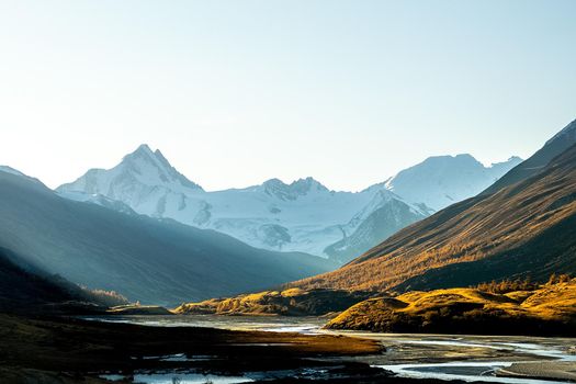 The altai mountains. The landscape of nature on the Altai mountains and in the gorges between the mountains.