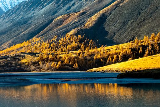 The altai mountains. The landscape of nature on the Altai mountains and in the gorges between the mountains.