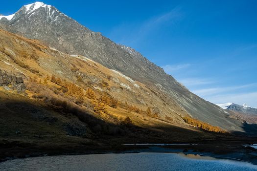 The altai mountains. The landscape of nature on the Altai mountains and in the gorges between the mountains.