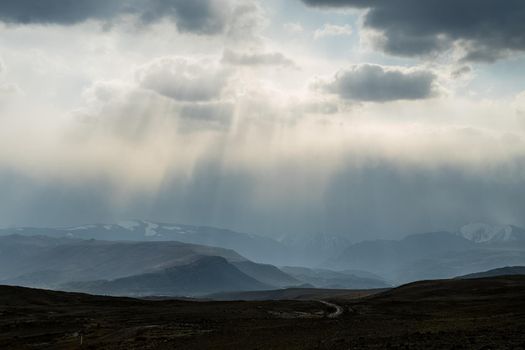 The altai mountains. The landscape of nature on the Altai mountains and in the gorges between the mountains.