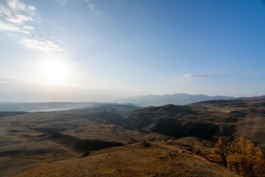 The altai mountains. The landscape of nature on the Altai mountains and in the gorges between the mountains.