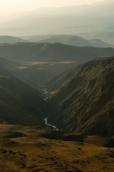 The altai mountains. The landscape of nature on the Altai mountains and in the gorges between the mountains.