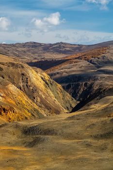 The altai mountains. The landscape of nature on the Altai mountains and in the gorges between the mountains.