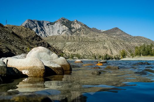The altai mountains. The landscape of nature on the Altai mountains and in the gorges between the mountains.